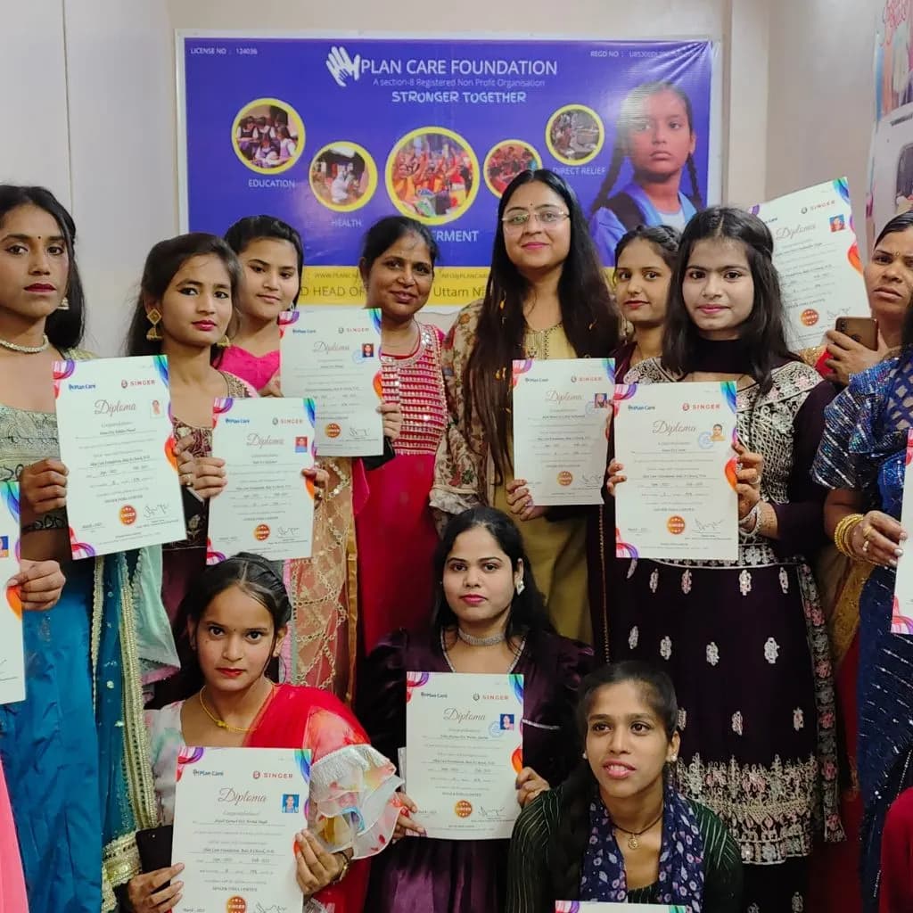 Advanced sewing certification training at PlanCare's Delhi center