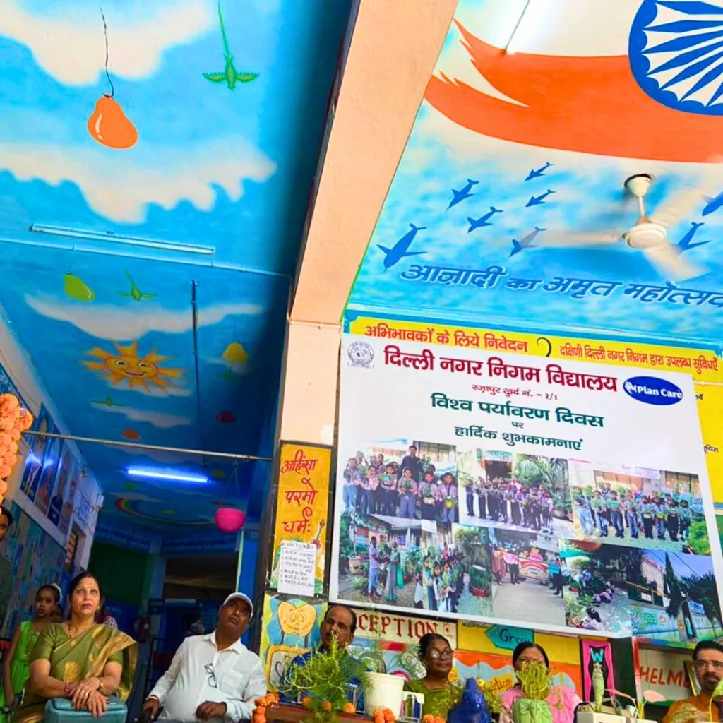 Newly provided school desks and notice boards in a renovated classroom
