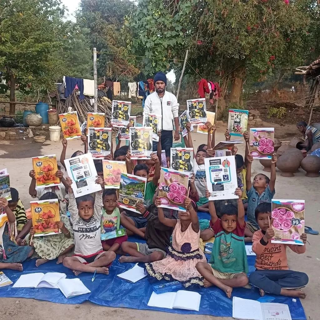Children with new stationery kits from PlanCare