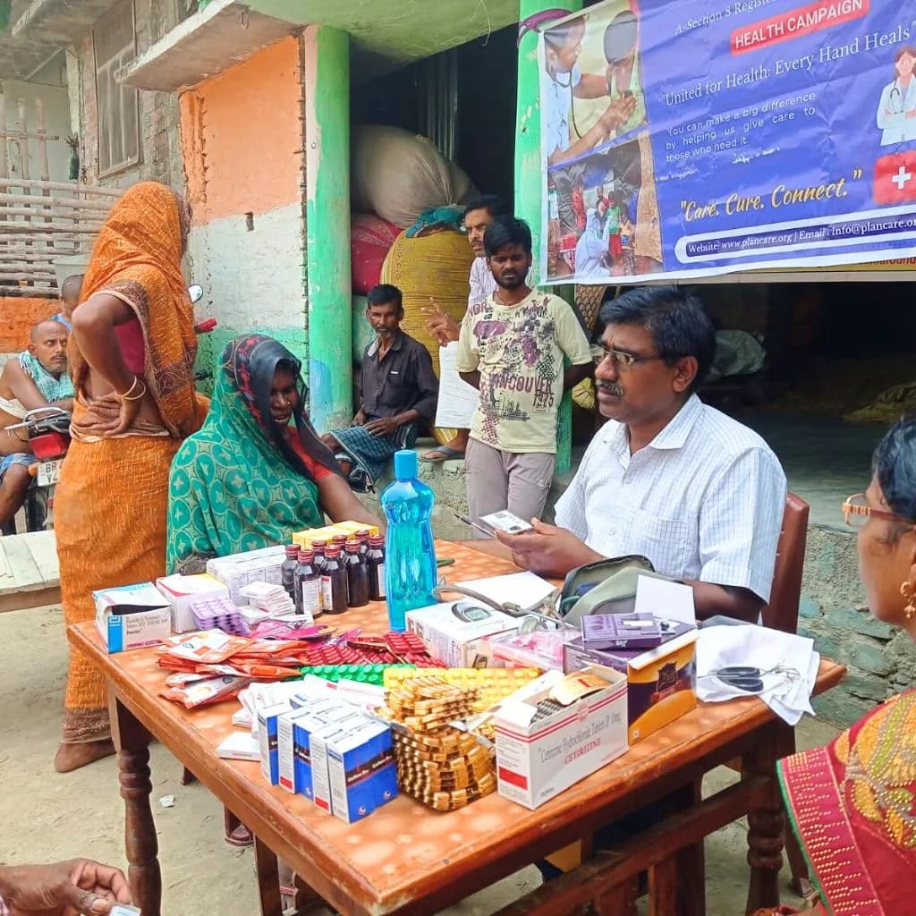 PlanCare medical team setting up a rural health camp