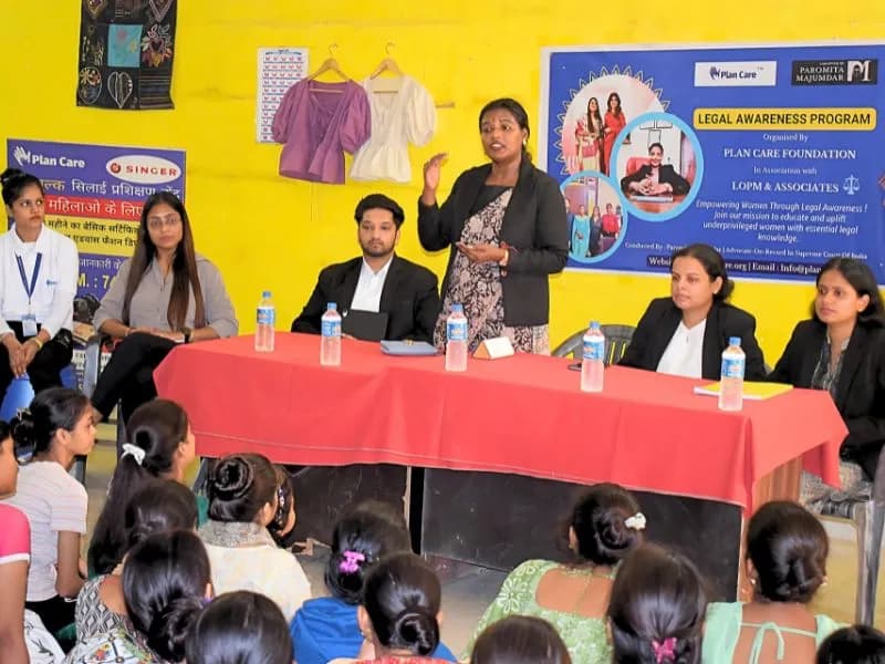 Women participating in a legal awareness workshop conducted by Plan Care Foundation
